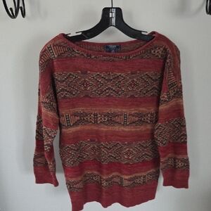 Chaps Multicolor Patterned Sweater